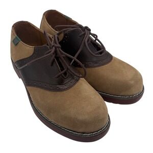 School Issue Varsity Girls 3W Tan Suede & Brown Leather Saddle Oxford